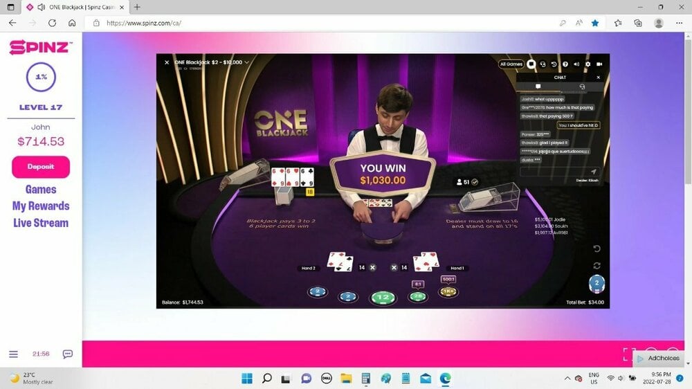 $1030 Big win on Blackjack July 28 2022 1.jpg