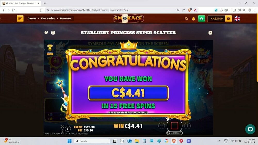 Starlight Princess Super Scatter 22.05x Nov 14 2025 #2.jpg