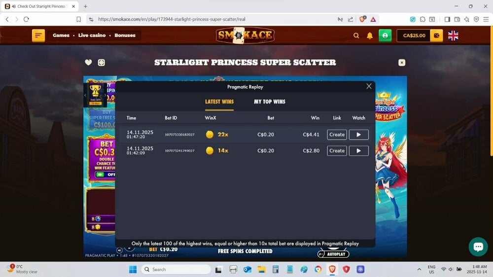 Starlight Princess Super Scatter 22.05x Nov 14 2025 #4.jpg